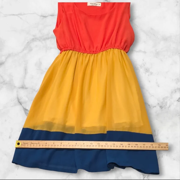 Eunishop Sleeveless Orange Yellow Blue Vacation Dress Size Medium (M) A120 - Picture 6 of 6